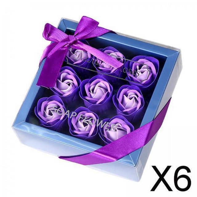 6 rosas de jabón perfumadas con caja de regalo cuadrada, regalo de aniversario, aroma agradable, decoración realista para interiores y exteriores, ele 6 piezas
