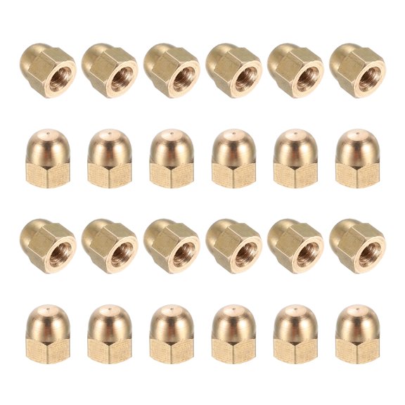 Uxcell Acorn Hex Cap Nuts, M4x0.7mm Brass Dome Head Hex Decorative Cap Nuts for Screws Bolts Industrial Mechanical Electrical Equipment Repair Hardware(Gold Tone, Pack of 24)