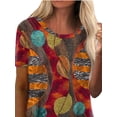 thumbnail image 4 of Gvmfive Women Short Sleeve Round Neck Printed Casual Tunic T-Shirt, 4 of 5