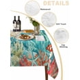 thumbnail image 3 of Brown Sea Turtle Coastal Tablecloth Rectangle Table Cloth 60x102, Waterproof Tablecloth Outdoor Table Cloth, Teal Summer Beach Coral Nautical Washable Table Cover for Kitchen Dinning Party, 3 of 8