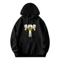 thumbnail image 3 of Men's Long Sleeve Hoodie Pullover with Pockets - Abstract White Figure with Yellow Accents & Intricate Wing Patterns, 3 of 7
