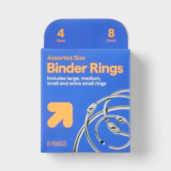 8ct Binder Rings Metal Book Rings for Index Cards, Silver Clips and Fasteners, 2.25" Width, 4.16" Height
