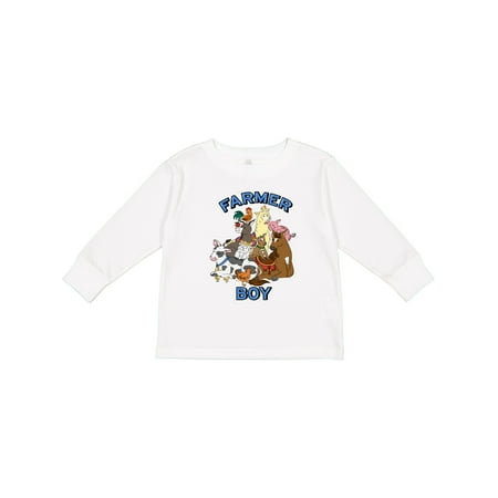 

Inktastic Farmer Boy with Happy Farm Animals Boys or Girls Long Sleeve Toddler T-Shirt
