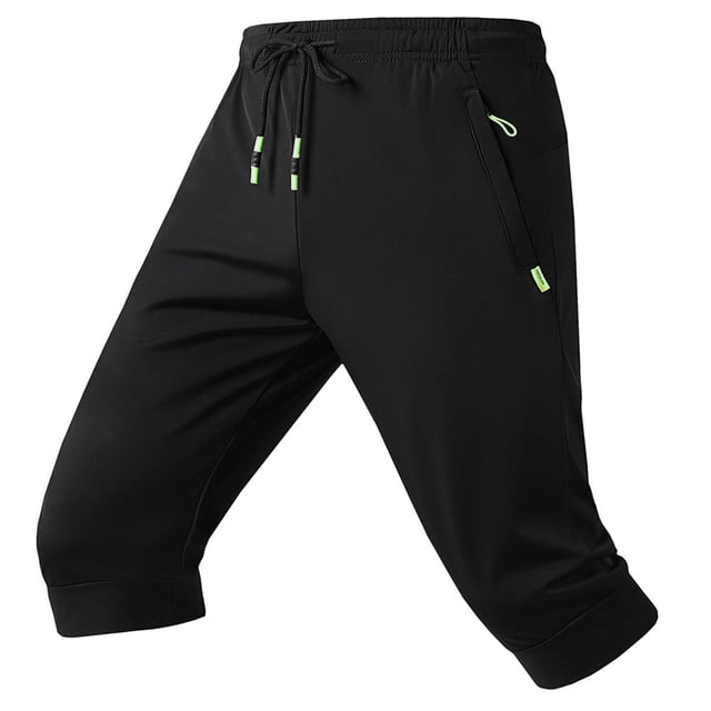 Mens Elastic Waist Shorts with Pockets for Men Solid Color Drawstring Closure Casual Pants 1 Pc