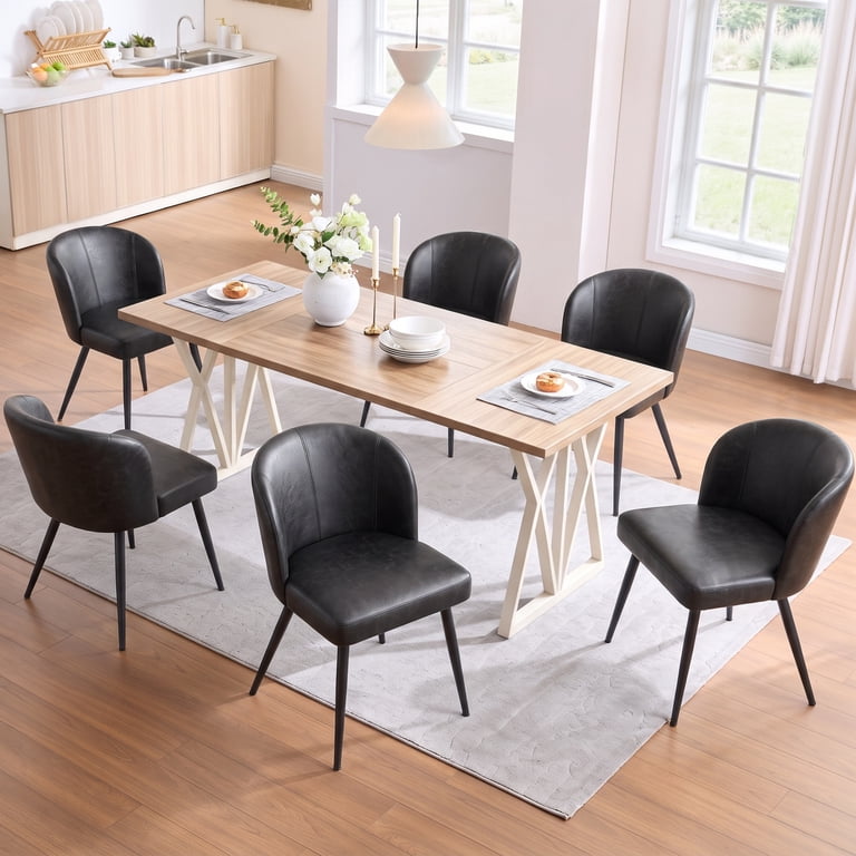 Sailvan Black Dining Chairs Set of 4, Cushioned Leather photo 2