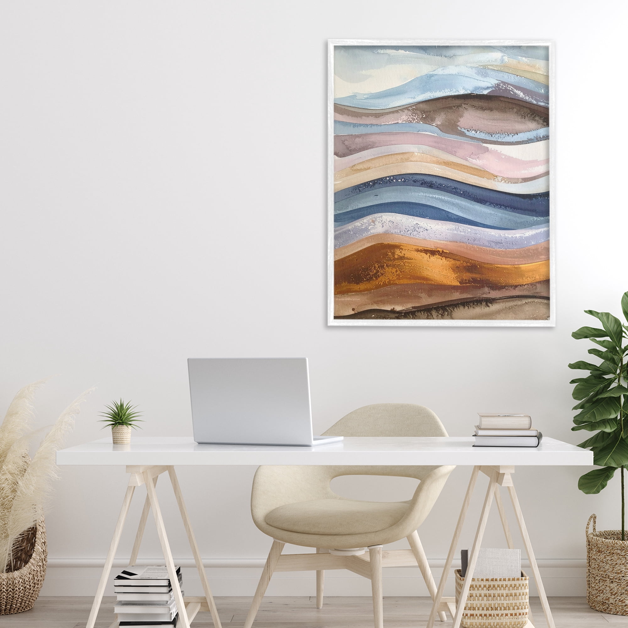 Stupell Industries Ocean Flow Layers White Framed Giclee Art, design by Alonza Saunders