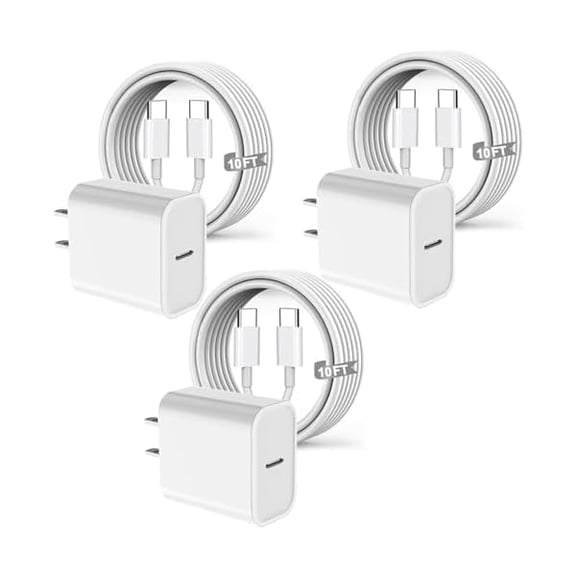 Quyaojz for [3 Pack] Long 10FT iPhone 17 Charger 20W Fast Wall Charger Block, 10Foot USB C Cable Fast Charging Compatible With iPhone 17 Pro Max/17 Pro/Air/iPhone 16 Plus/16E16,iPad 2018-2025