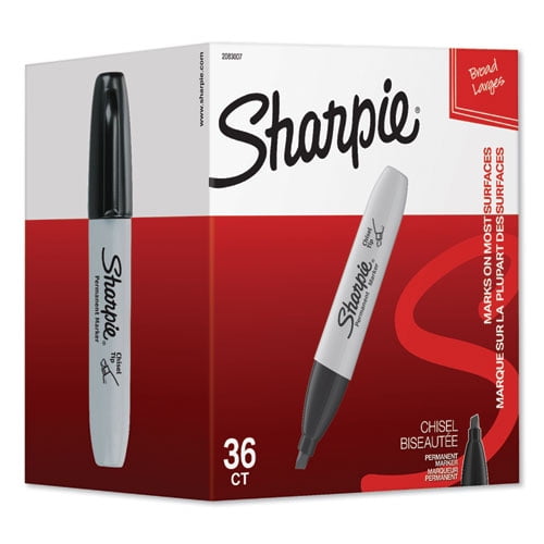 Sharpie, Permanent Markers, Broad Chisel Tip, Black, Pack of 2