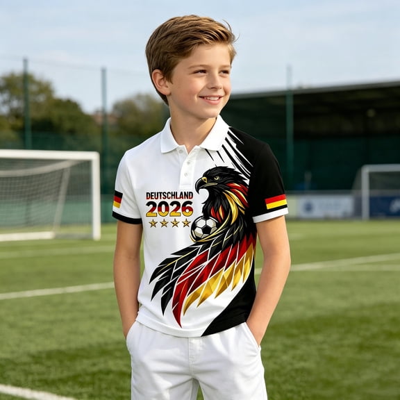 Boys Shirts Kids Tshirts Toddler Boys Soccer Shirt Boys Lightweight German Short Sleeve Shirt For Soft Breathable Blend Boys Fans Tops for Kids Jersey 3-4 Years