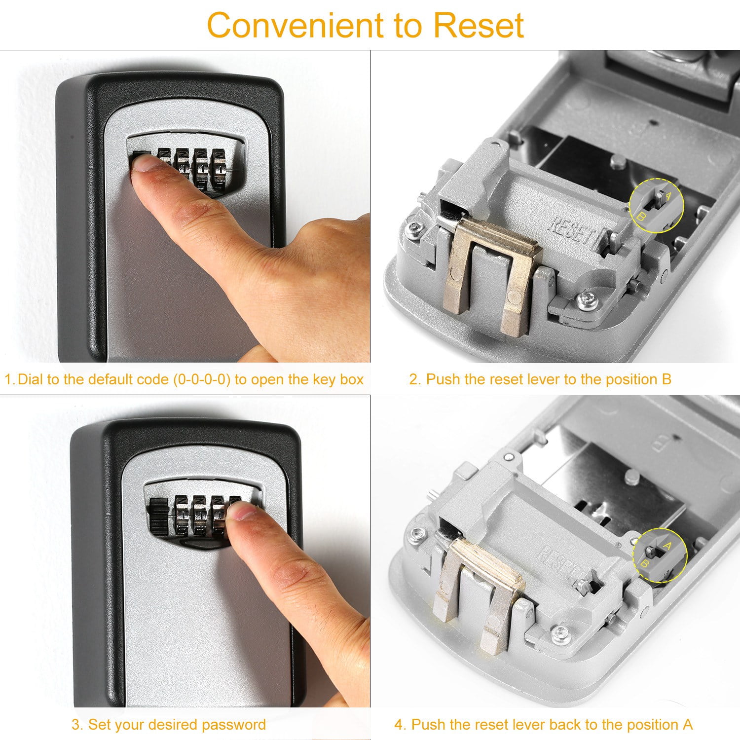 Imountek 2Pcs Key Lock Box, Wall Mounted Keys Storage Lock Box with 4 Digits Combination Resettable Codes