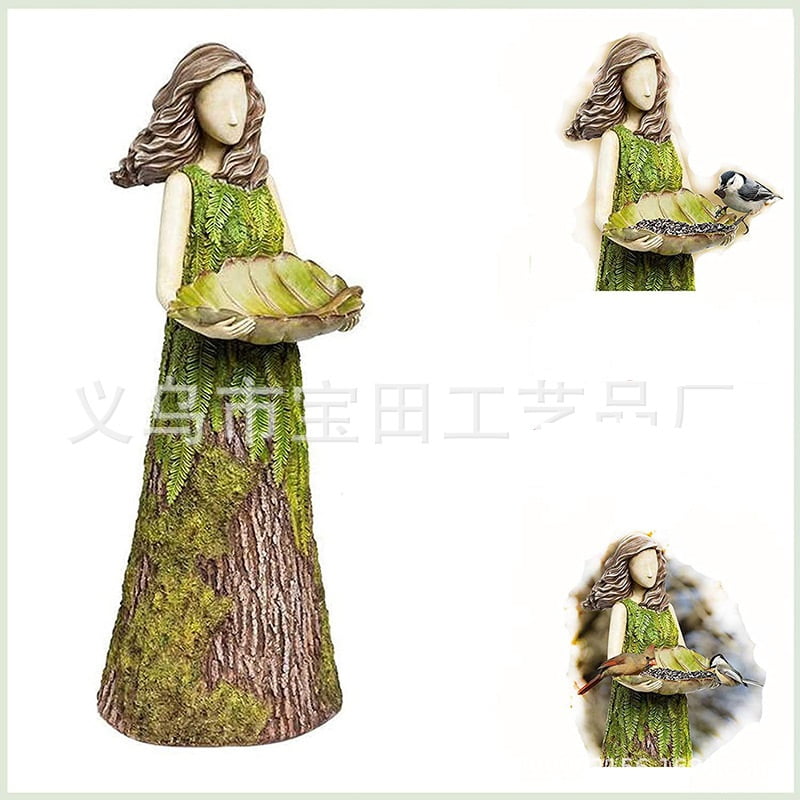 Sherwood Fern Fairy Statuary with Bird Feeder Garden Decor HO T Sculptures I1Y9 