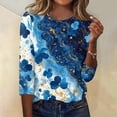 thumbnail image 2 of KLHDSF 3/4 Sleeve Tops for Women Basic Crew Neck Spring Blouses Casual Fit Fall T Shirts 2026 Blue XXXL, 2 of 5