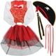 thumbnail image 2 of 4 piezas Disfraz de pirata clásico para niños Traje de cosplay Sombrero Vestido y cinturón de falda para fiesta de Halloween Disfraces (Tamaño S 95 cm-105 cm), 2 of 5