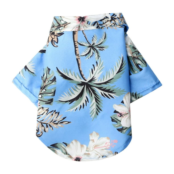 Camisa de Mascota de Árbol de Gato Pequeño Hawaiano con Diseño de Playa para Gatos de Perros Pequeños Y Medianos, Poliéster, Estaciones Cálidas Ideales, Peso 1.1-17.6Lbs Camisa de Perro para Perros Pe