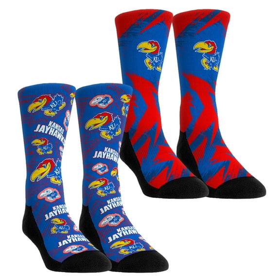 Unisex-Rock Em Socks  Kansas Jayhawks Game Day Two-Pack Crew Socks Set