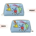 thumbnail image 3 of Large Clutch Leather Makeup Bag, Blue Children Drawing Graffiti Travel Toiletries Bag, Ladies Cosmetic Storage Bag, 3 of 8