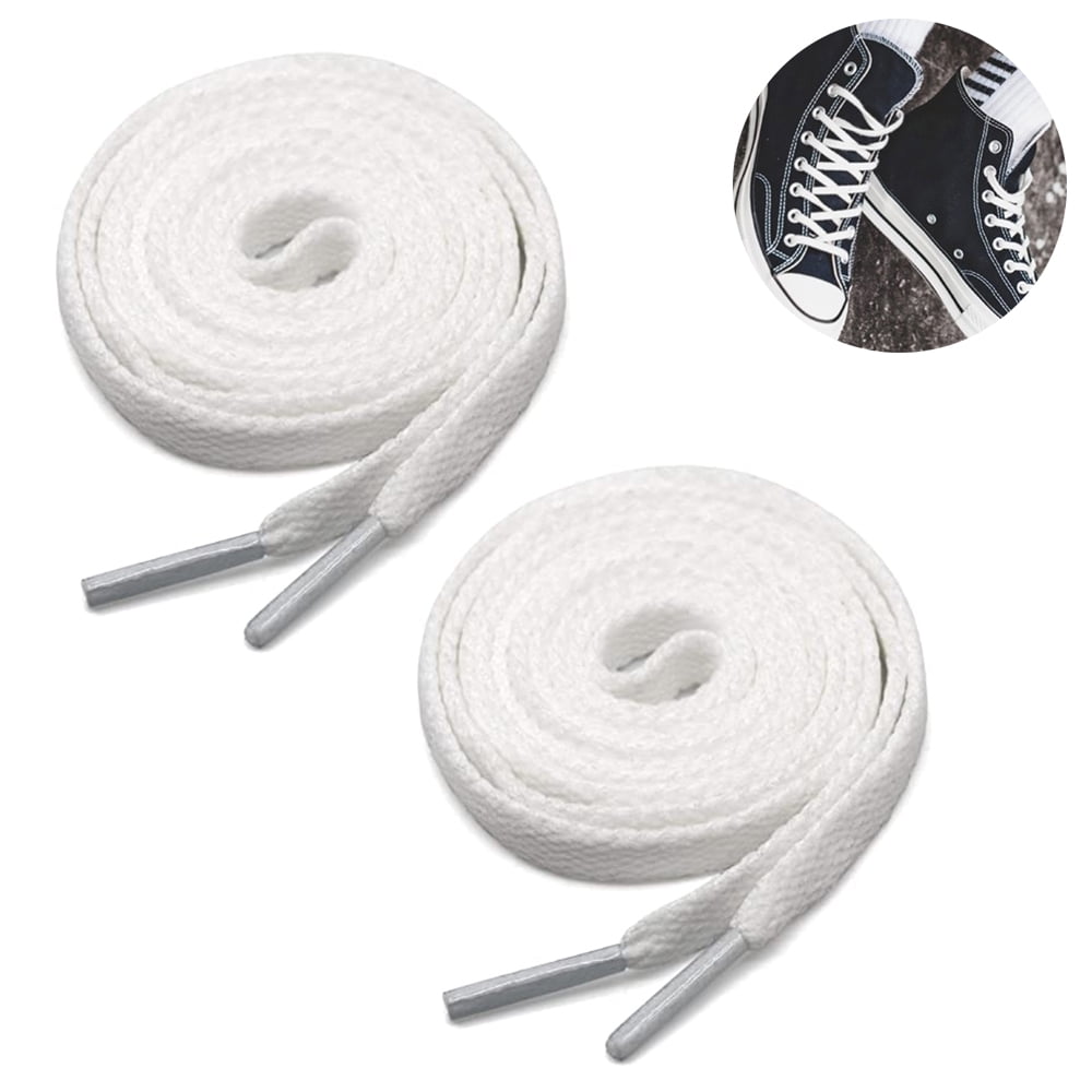 New 2 Pair White Round Nylon Shoe Laces 3-5 Eyelet Grommet Working Class Sneaker 