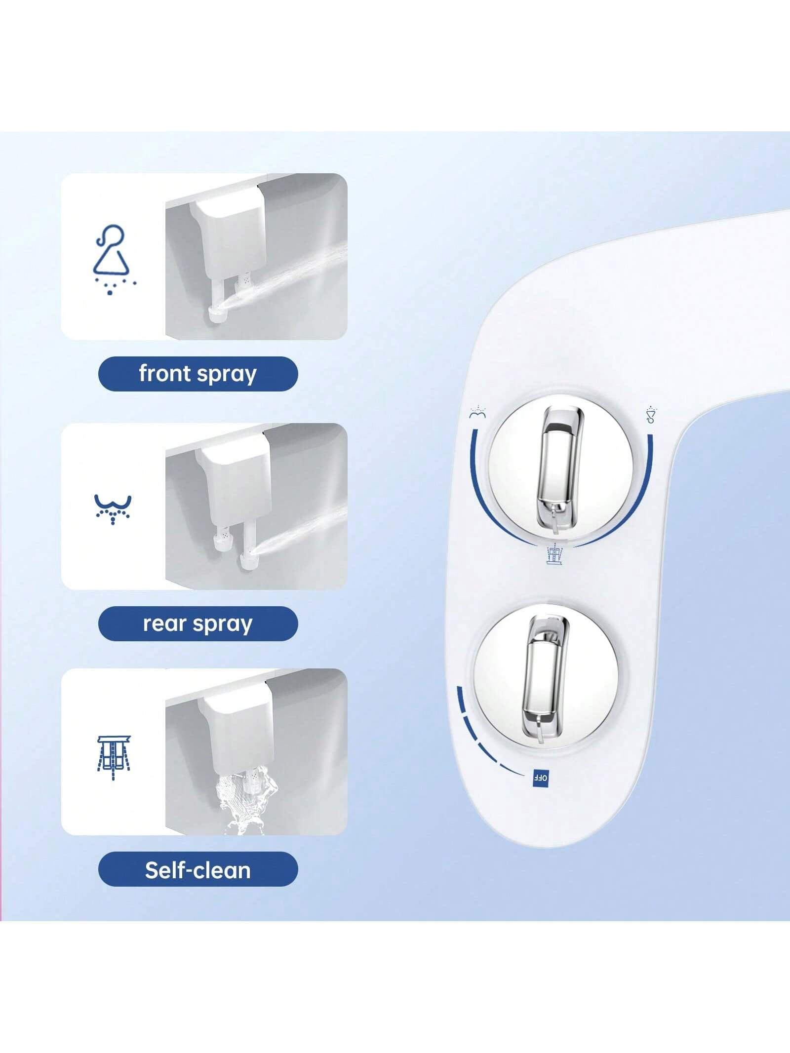 Eastvita Multifunctional Bidet Attachment & Portable Bidet Sprayer for Toilet Non Electric Self Cleaning Dual Nozzle Toilet Bidet Fresh Cold Water Sprayer Bidets for Existing Toilets w/