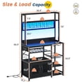 thumbnail image 2 of Afuhokles Bakers Rack with Storage Shelves and Charging Station, Microwave Stand with LED Light, Black, 2 of 8