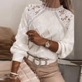 thumbnail image 2 of Elegant New Hollow Out Slim Pullover Tops Casual O-Neck Solid Knitted Sweaters Women Fashion Patchwork Lace Long Sleeve Sweater, 2 of 5