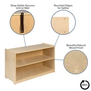 Flash Furniture Hercules Wooden 2 Section School Classroom Storage Cabinet for Commercial or Home Use - Safe, Kid Friendly Design - 24H x 36L (Natural)