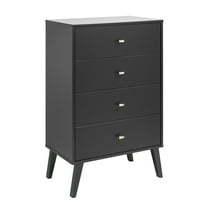 Prepac Milo Mid Century Modern 4-Drawer Vertical Chest, Black