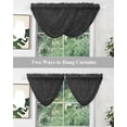 thumbnail image 4 of Black Burlap Texture Sheer Waterfall Valance Curtains for Window, Farmhouse Vintage Black Rod Pocket Sheer Topper Swag Curtains for Living Room, Kitchen 38.5"W x 47.2"L, 3 Panels, 4 of 7