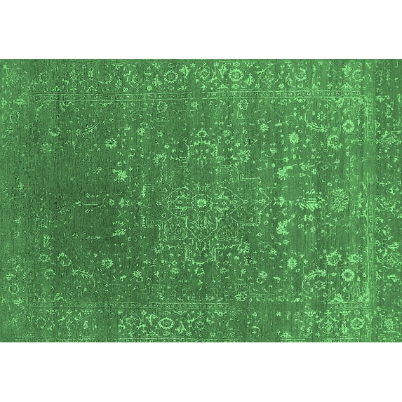 Ahgly Company Indoor Rectangle Oriental Emerald Green Industrial Area Rugs, 8' x 12'