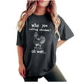 thumbnail image 2 of Njoeus Tops for Women Trendy Tshirts Shirts for Women Womens Who You Calling Chicken Oh Wait... T-Shirt Funny Letter Print Workout Shirts for Women Summer Rooster Graphic Tees Casual Tops Athletic Tee, 2 of 6
