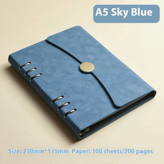 Blue Clipbook, Personal Size, Architexture Collection, Refillable Notebook,A5 Refillable Leather Notebook, Blue Hardcover Notebook Daily Planner, with 6-Ring Binder