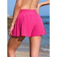 thumbnail image 3 of Womens Swim Board Shorts High Waisted Side Ruffled 2-In-1 Swimming Bottoms with Pockets, 3 of 7