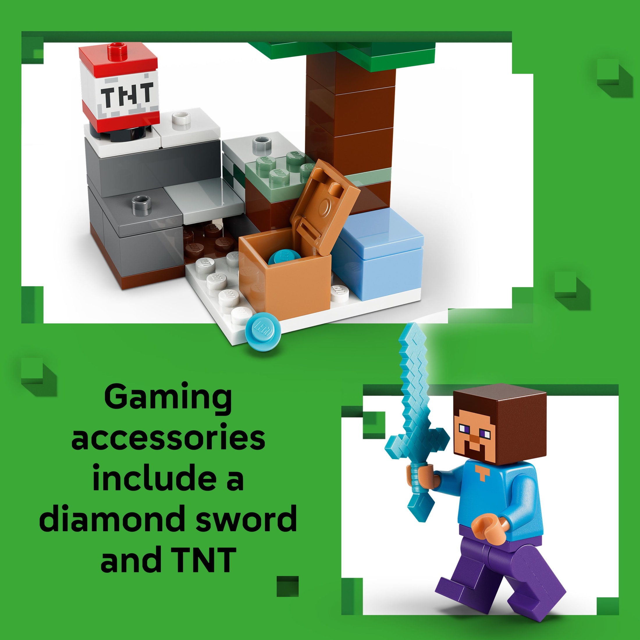 LEGO Minecraft La Aventura en la Taiga de Steve Juguete de Construcción para Niños y Niñas - Set de Juego de Videojuego y Figuras de Juguete para Niños, Mayores de 6 Años - Con 2 Minifiguras y 2 Animales de Juguete - Idea de Regalo para Cumpleaños - 21583 4