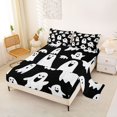 thumbnail image 2 of Manfei Western Halloween Themed Bed Sheets,Spooky Ghost Full Size Sheets,Black,4-Piece,1 Flat Sheet, 1 Fitted Sheet and 2 Pillowcases, 2 of 6