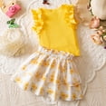 thumbnail image 6 of JAJAHO Toddler Baby Girl Clothes Summer 2 Piece Outfit Cute Ruffle Sleeveless Tank Top With Bow Floral Print Skirts Casual Wear Girls Clothing Set Soft Outfit, 6 of 9