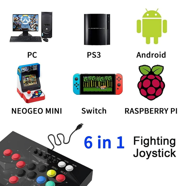 NBCP Hitbox-Style Arcade Fight Stick Controller with Turbo
