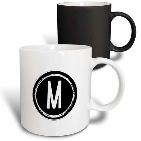 

3dRose The letter M monogram Black letter M on white background - Magic Transforming Mug 11-ounce