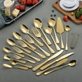 thumbnail image 2 of FACEGA 2Pcs Spoons and Forks Set Gold Serving Utensils Kitchen Must Haves,Golden2, 2 of 2