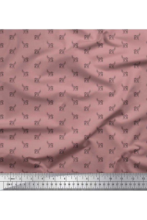 Georgette Viscose Fabric Geometrical Reindeer Shirting Print Fabric by The Yard 42 Inch Wide