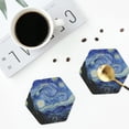 thumbnail image 4 of Rateoe The Starry Night Drawing Drink Coasters Set of 4 Leather Coasters Spill Protection for Table Desk,Durable and Non Slip Leather Coaster ,4 Inches Drink Mats-Hexagon, 4 of 6