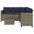 thumbnail image 3 of vidaXL Patio Sofa with Table and Cushions L-Shaped Poly Rattan Brown/Gray/Black, 3 of 11