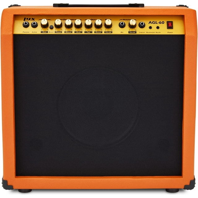 LyxPro Electric Guitar Amplifier 60 Watt Guitar Amp w/Built-In Speaker - Mahogany