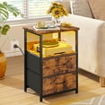 thumbnail image 5 of Tomnk Set of 2 Nightstands with Charging Station, Rustic Brown End Table with 2 Drawers, USB Ports, 5 of 9