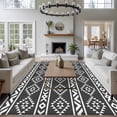 thumbnail image 3 of Black Boho Area Rugs 5'x7', Washable Small Throw Rugs for Laundry Room Playroom, Abstract Geometric Bohemia Ethnic Striped Indoor Outdoor Rug Non-Slip Low Pile Carpet Runner Reversible Floor Mats, 3 of 8
