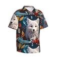 thumbnail image 2 of Daiia White Wolf With Flowers Hawaiian Shirt for Men Gentle Cotton Regular Short Sleeve Casual-X-Large, 2 of 9