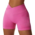 thumbnail image 3 of Women's V Cross Workout Shorts High Waisted with Scrunch Butt - Tummy Control Yoga Shorts for Women - Booty Lifting Gym Biker Shorts - Sexy Athletic Compression Spandex Shorts, 3 of 7