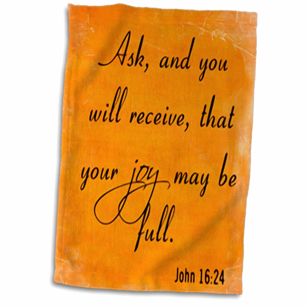 3dRose Bible Verse John 1624 Orange Background Bible Christian