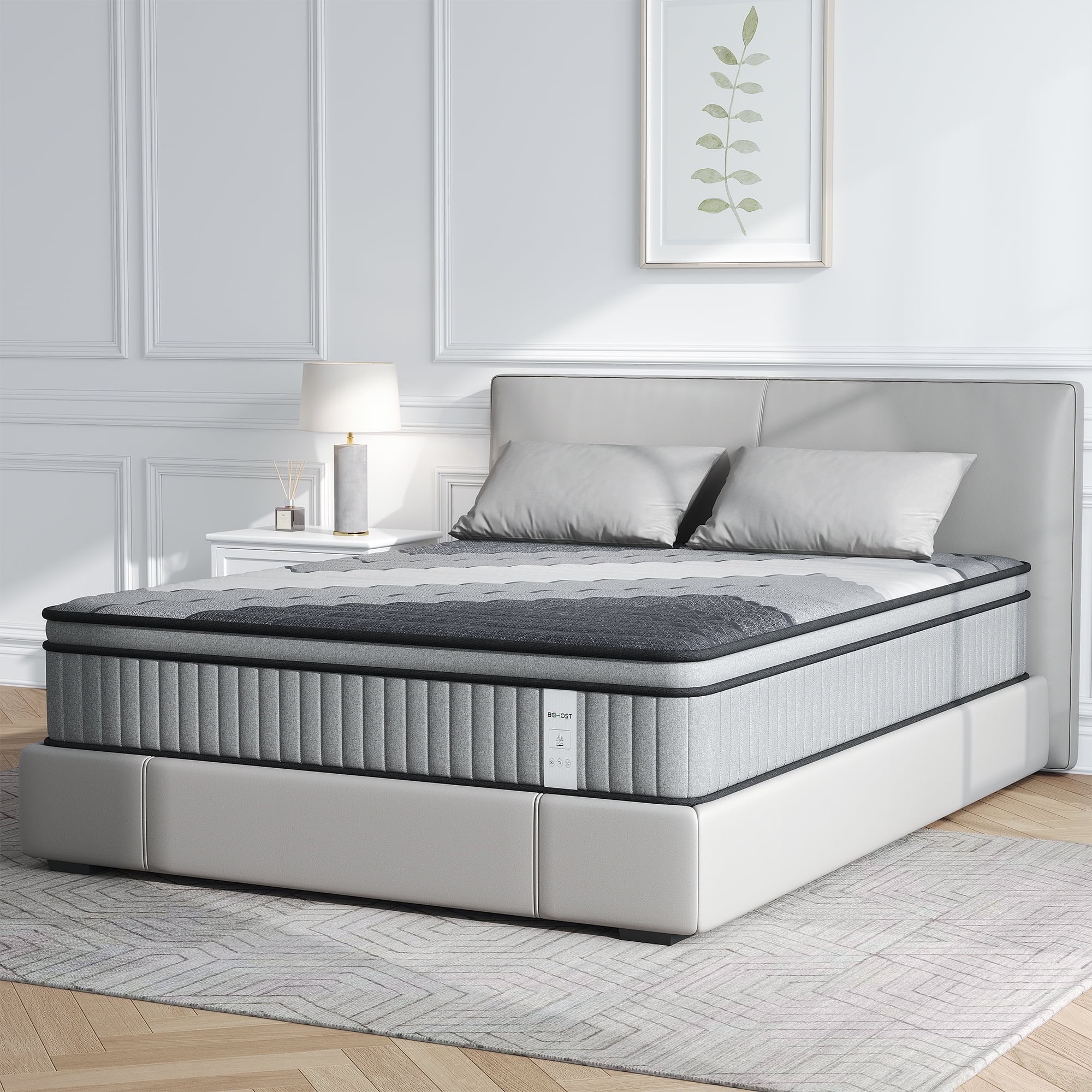 BEHOST 14 inch Queen Size Mattress in a Box, CertiPUR-US Memory Foam, Fiberglass-free & Reinforced Edge Support