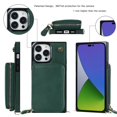thumbnail image 5 of Dteck for  iPhone 16 Pro Wallet Case with Credit Card Holder Crossbody Strap Handbag RFID Blocking Wallet Zipper Purse Leather Case for Apple iPhone 16 Pro 2024, Deep Green, 5 of 9