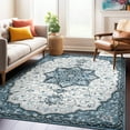thumbnail image 6 of World Rug Gallery Traditional Medallion Area Rug - BLUE 7' 10" x 10', 6 of 8