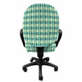 thumbnail image 3 of Abstract Office Chair Slipcover, Oval Curved Vertical Lines with Classic Effects Dots Retro Graphic, Protective Stretch Decorative Fabric Cover, Standard Size, Sea Green Petrol Blue, by Ambesonne, 3 of 5